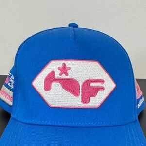 Blue Trucker Hat with Pink Logo - Unbranded